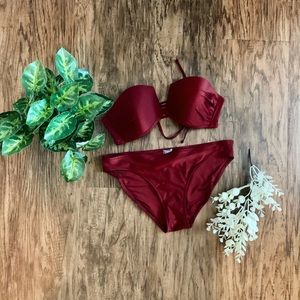 Aerie maroon bandeau bikini set